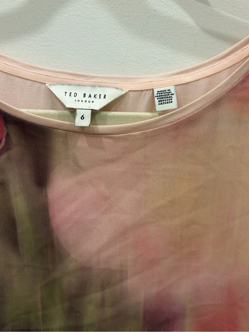 Ted Baker Pink Green Watercolor Floral Dolman Sleeve Top - Picture 2 of 10
